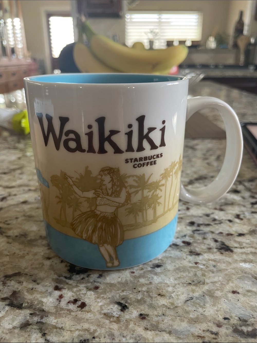 Retired 2011 Starbucks Waikiki Mug with Hula Dancer and Beach landscape Design